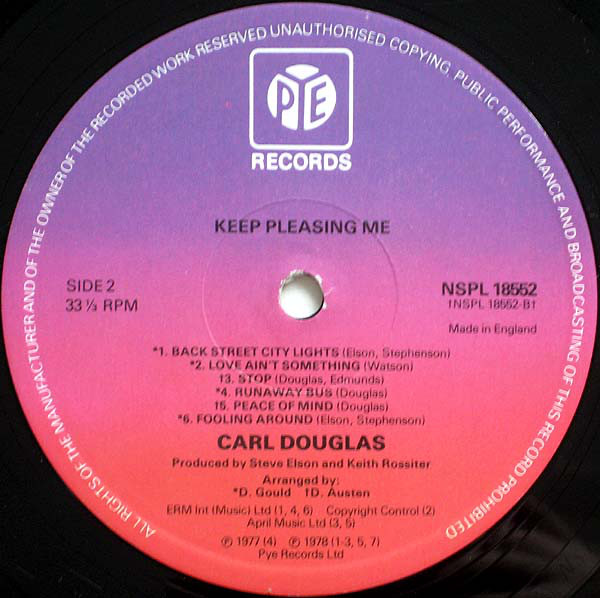 Carl Douglas  Keep Pleasing Me : LP B